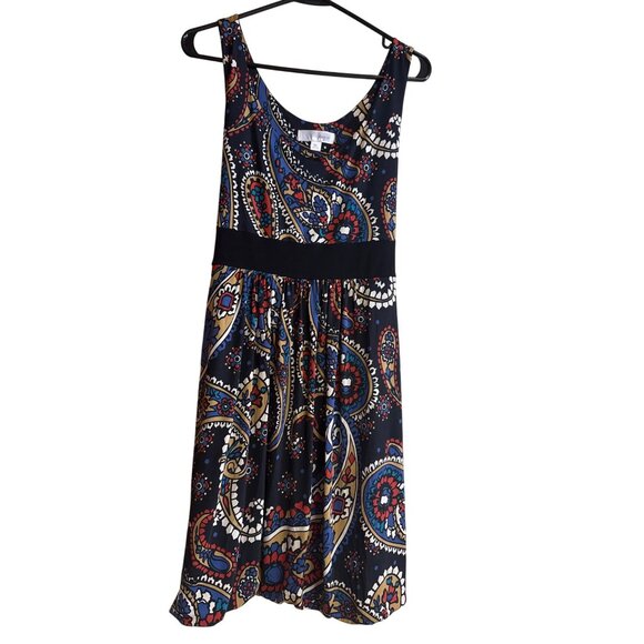 Paisley Print Sleeveless Midi Dress With Tie Waist By Faith 21 2X USA Made - Picture 1 of 4